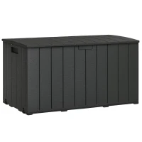 Outsunny Cufăr de Exterior cu 2 Mânere și 2 Roți, 122.4x62x64.5 cm, Negru(m-1)