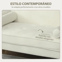 HOMCOM Sofá de 2 Plazas Tapizado en Terciopelo 130 cm con Asiento Capitoné y Patas de Madera para Espacios Pequeños Crema(m-5)