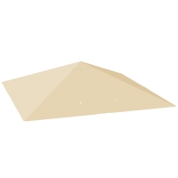 Outsunny 3 x 3(m) Gazebo Canopy Replacement Cover, Garden Gazebo Roof Replacement with Drain Holes, Water Resistant PVC Coating, 370g/㎡, UPF30+, TOP COVER ONLY, Beige
