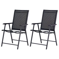 Outsunny Conjunto de 2 Sillas Plegables para Exterior con Reposabrazos  para Jardín Terraza Carga 110 kg 58x64x94 cm Negro(m-10)