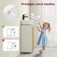 HOMCOM Meuble sous lavabo salle de bain - placard à portes à lattes en bambou, 60 x 30 x 75 cm, effet bois naturel(m-7)