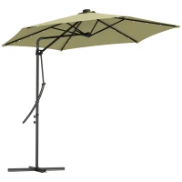 Outsunny 3(m) Solar LED Cantilever Parasol - Beige(m-1)