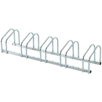 HOMCOM Estacionamento para 5 Bicicletas Suporte de Aço para Estacionar Bicicletas no Chão para Interior e Exterior 145x33x27cm Prata(m-1)