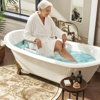 HOMCOM Taburete de ducha con Altura Ajustable para Personas Mayores o con Movilidad Reducida 52x45x69 cm Asiento Blanco y Gris(m-2)