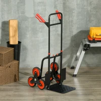 Durhand Carrello Portapacchi Pieghevole 120 kg max con Maniglia Estraibile, 60x45x109 cm, Rosso e Nero(m-2)