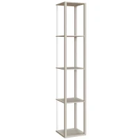 HOMCOM RGB LED Floor Lamp with Shelves, Modern Dimmable Standing Lamp with Remote Control, Adjustable Brightness & Speed for Living Room, Bedroom, Office, Oak(m-1)