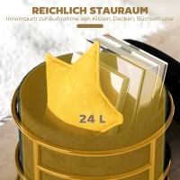 HOMCOM Sitzhocker mit Stauraum, gepolsterter Fußhocker, Metallrahmen, vergoldet, Schwarz(m-5)