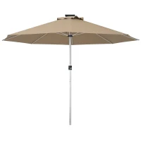 Outsunny 3m Parasol, with Solar-Powered LED Lights - Khaki(m-10)