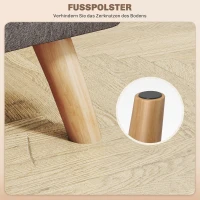 HOMCOM Pufa z wyściełaniem, imitacja lnu, drewniane nogi, maksymalne obciążenie 110 kg, szary(m-6)