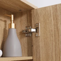 HOMCOM Armoire Murale avec miroir pour salle de bain Meuble de Rangement suspendu Couleur Bois de chêne dim. 60L x 15l x H76 cm(m-10)