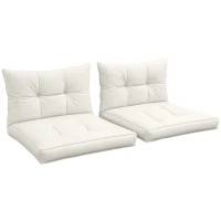 Outsunny 2-Piece Seat Cushions Back Pillows Replacement, Patio Chair Cushions Set for Indoor Outdoor, White(m-10)