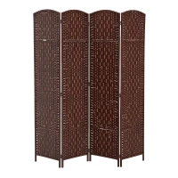 HOMCOM Paravent en bois séparateur de pièce closion de séparation pliable 4 panneaux 180 x 190 cm marron(m-10)