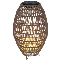 Outsunny Rattan Solar Lamp, Garden Solar Lantern with Auto On/Off Light, IP44 Waterproof, Decorative Outdoor Rattan Lamp for Porch, Pathway, Dark Brown(m-10)