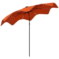 Outsunny Solar Patio Umbrella with LED and Tilt, Outdoor Market Table Umbrella Parasol with Crank, 3 x 3 (m), Orange(m-10)