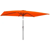 Outsunny 3x2m Patio Parasol Garden Umbrellas Canopy with Aluminium Tilt Crank Rectangular Sun Shade Steel, Orange(m-10)