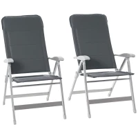 Outsunny Lot de 2 chaises de jardin pliantes fauteuil d'extérieur avec dossier haut inclinable multipositions accoudoirs(m-10)