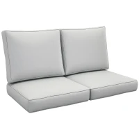 Outsunny 2 Seater Back and Seat Cushion Pillows Replacement, Patio Chair Cushions Set for Indoor Outdoor, Light Grey(m-10)