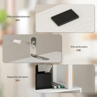 HOMCOM Librería de 5 Niveles en Forma de S con 5 Estantes y 2 Puertas para Sala de Estar Oficina 60x23,8x179,2 cm Blanco(m-6)