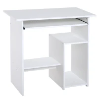 HOMCOM Escritorio para computadora escritorio con almacenamiento bandeja para teclado y soporte de monitor 80x45x75 cm Blanco(m-1)
