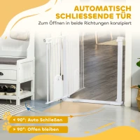 PawHut Absperrgitter für Haustiere, verstellbar, mit kleiner Tür, Stahl, Kunststoff, Weiß(m-5)