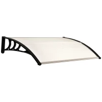 Outsunny Front Door Canopy Outdoor Awning Aluminium Rigid Plastic Polycarbonate Rain Shelter UV Water Rain Resistant 120 x 75cm White(m-10)