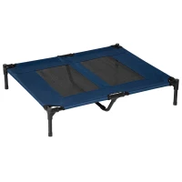 PawHut Cama Elevada para Perros Gatos Portátil Cama para Mascotas con Zona de Malla Transpirable y Tela Oxford para Interior Exterior 91,5x76,2x18 cm Azul(m-1)