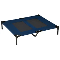 PawHut Cama Elevada para Perros Gatos Portátil Cama para Mascotas con Zona de Malla Transpirable y Tela Oxford para Interior Exterior 91,5x76,2x18 cm Azul(m-10)