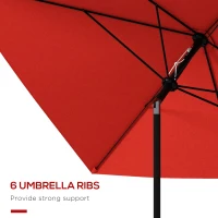 Outsunny 2 x 3(m) Garden Parasol Umbrella, Rectangular Outdoor Market Umbrella Sun Shade with Crank & Push Button Tilt, 6 Ribs, Aluminium Pole, Wine Red(m-6)