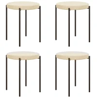 HOMCOM Küchenhocker 4-er Set, stapelbar, Samtoptik, bis 100kg, Metallrahmen, 41,5 x 41,5 x 46 cm, Cremeweiß(m-10)