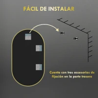 HOMCOM Espejo de Baño Ovalado 40x70 cm Espejo Decorativo de Pared con Marco de Aluminio para Salón Horizontal o Vertical Dorado(m-7)