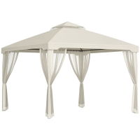 Outsunny Tonnlle de jardin barnum pavillion de jardin 3 x 3 double toit avec moustiquaires amovibles imperméable crème