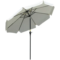 Outsunny 2.7m Patio Parasol Garden Umbrellas Outdoor Sun Shade Table Umbrella with Tilt, Crank, 8 Ribs, Ruffles, White(m-1)