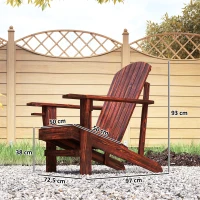 Outsunny Silla Adirondack de Madera con Reposabrazos y Respaldo Alto para Terraza Balcón Exterior 72,5x97x93 cm Marrón(m-3)