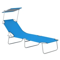 Outsunny Sun Lounger, with Adjustable Face Canopy - Bright Blue(m-10)