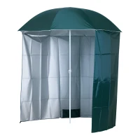 Outsunny Sonnenschirm Strandschirm Sonnenschutz mit Seitenwand Strand Polyester Dunkelgrün 2,2 x H2,2m(m-11)