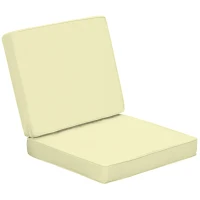 Outsunny Set of 2 Garden Seat and Back Cushion Set, Replacement Cushions for Outdoor Furniture with Seat Cushion and Back Cushion, Cream White(m-1)