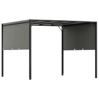 Outsunny 3 X 3 Meters Pergola with Sliding Roof, Garden Gazebo with Adjustable Sun Shade Canopy and Steel Frame, Charcoal Grey(m-10)