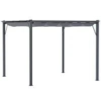 Outsunny Pérgola de Jardim 300x300x223 cm com Toldo de Poliéster Retrátil e Estrutura de Alumínio para Exterior Pátio Cinzento(m-10)
