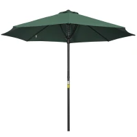 Outsunny Garden 3 m Parasol Umbrella, Outdoor Market Table Umbrella Sun Shade Canopy with 8 Ribs, Easy Push to Open, Green(m-1)