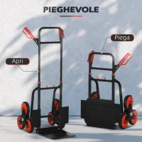 Durhand Carrello Portapacchi Pieghevole 120 kg max con Maniglia Estraibile, 60x45x109 cm, Rosso e Nero(m-4)