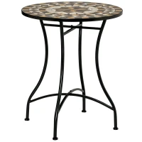 Outsunny Φ60cm Mosaic Outdoor Patio Table - Grey(m-10)