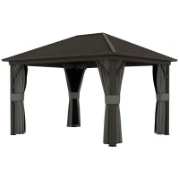 Outsunny 3.6 x 3 m Aluminium Hardtop Gazebo, with Accessories - Dark Grey(m-10)