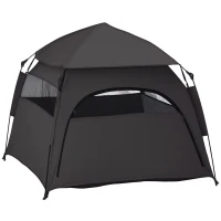 PawHut Haustierzelt, Hundezelt, klappbar, wetterbeständig, Hundehütte, für große Hunde, Schwarz(m-1)