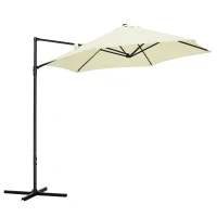 Outsunny Ombrellone da Giardino a Sbalzo 2.6x2.5 m con Rotazione a 360° e Manovella, Beige(m-1)