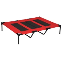 PawHut Lit sur pieds XXL pour chien chat lit de camp animal 122L x 92l x 23H cm rouge(m-1)