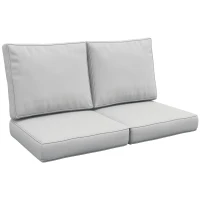 Outsunny 2 Seater Back and Seat Cushion Pillows Replacement, Patio Chair Cushions Set for Indoor Outdoor, Light Grey(m-1)