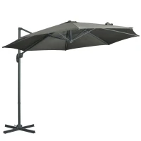 Outsunny Parasol déporté Ø 3 m octogonal inclinable manivelle avec pied en acier gris(m-11)