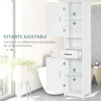 kleankin Columna de Baño con 2 Puertas 1 Cajón Estante Abierto y 2 Armarios con Estante Ajustable 40x30x164 cm Blanco(m-5)