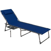 Outsunny Five-Position Reclining Sun Lounger - Dark Blue(m-10)