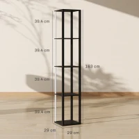 HOMCOM RGB LED Floor Lamp with Shelves, Modern Dimmable Standing Lamp with Remote Control, Adjustable Brightness & Speed for Living Room, Bedroom, Office, Black(m-3)